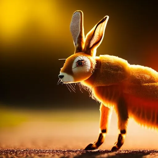 Prompt: honey bee blended with a hare , hybrid creature, surreal, 8k, food photography, octane render