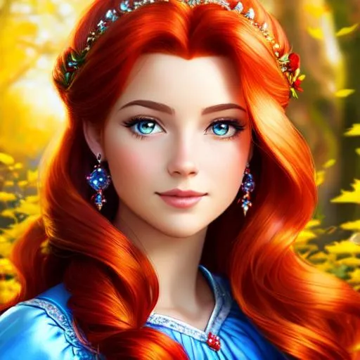 Prompt: a realistic feminine princess, Rapunzel, but with red hair, HD
