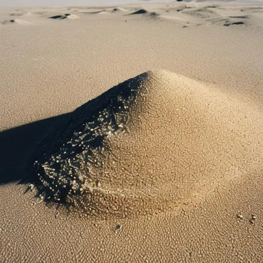 Prompt: pile of sand surrounded by space 