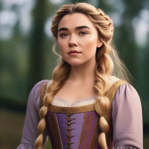 Prompt: florence pugh as a live action rapunzel



