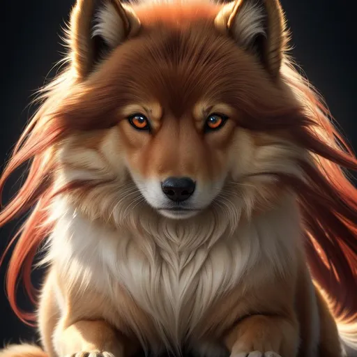 Prompt: 8k, 3D, UHD, masterpiece, oil painting, best quality, artstation, hyper realistic, photograph, perfect composition, zoomed out view of character, 8k eyes, Portrait of a (beautiful Ninetales), {canine quadruped}, glistening gold fur, thick luxurious fur, deep sinister (crimson eyes), ageless, lives a thousand years, epic anime portrait, vindictive, angry, growling, vengeful, wearing a beautiful (luxurious crimson collar), presenting magical jewel, billowing gold mane with fluffy golden crest, golden magic fur lighlights, studio lighting, animated, sharp focus, intricately detailed fur, graceful, regal, billowing chest, cinematic, possesses fire element, blizzard, snow mountain, magnificent, sharp detailed eyes, beautifully detailed face, highly detailed starry sky with pastel pink clouds, ambient golden light, plump, perfect proportions, vector art, nine beautiful tails with pale orange tips, insanely beautiful, highly detailed mouth, symmetric, sharp focus, golden ratio, complementary colors, perfect composition, professional, unreal engine, high octane render, highly detailed mouth, Yuino Chiri, Anne Stokes