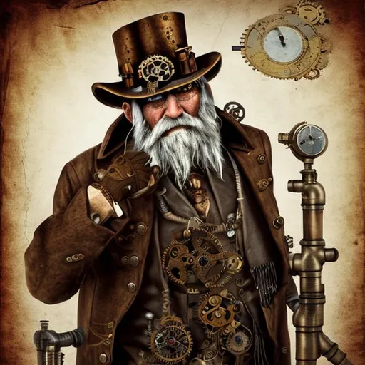 Prompt: steampunk old man