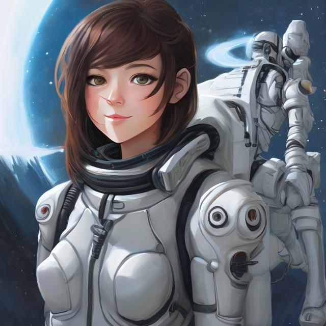 scifi  pilot  young woman  painting   flight suit anime style  portrait 