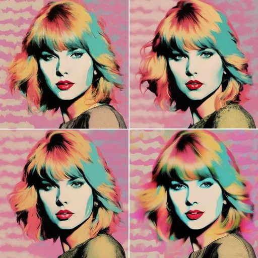 Taylor Swift in the style of Andy Warhol, colorful,…