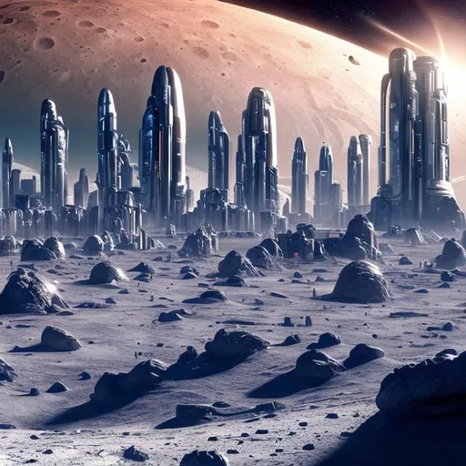 Prompt: A picture of a future city on the moon and life there