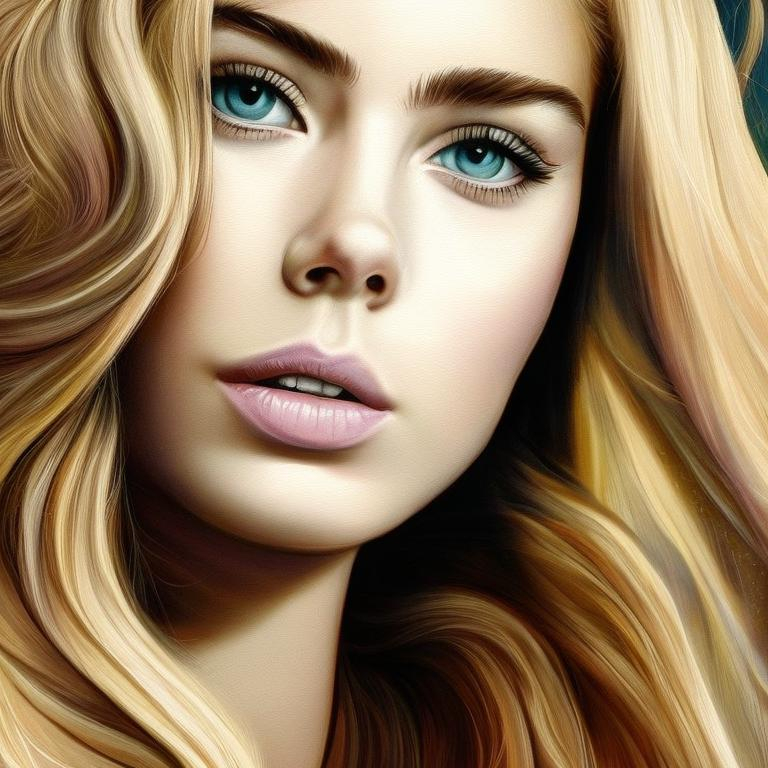 Close-up Portrait of young {Doutzen Kroes} with {lon... | OpenArt