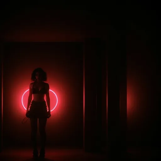 Prompt: beautiful female demon, hell, demonic, vaporwave, retro, neon, aesthetic, liminal, high quality, high definition, beautiful, dramatic lighting