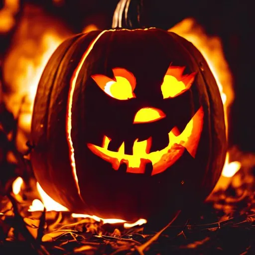 Prompt: pumpkin eyes on fire  halloween