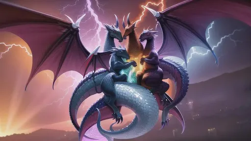 Prompt: Dragons in a group hug, intricately detailed, hyperrealistic, Hyper Detailed, Photorealistic, cool colors, deep color, thunderstorm, Fire, radiant, 8k resolution