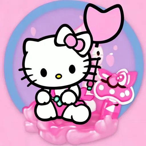 Prompt: hello kitty cute pose 
