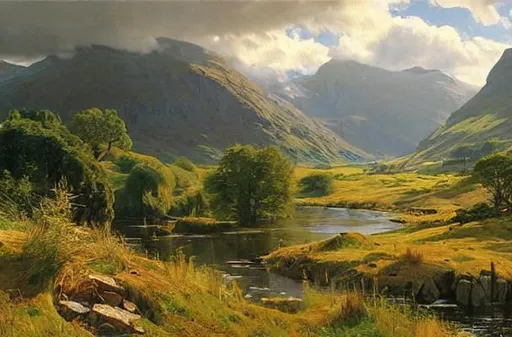 Scottish highlands landscape, beautiful artwork by p... | OpenArt