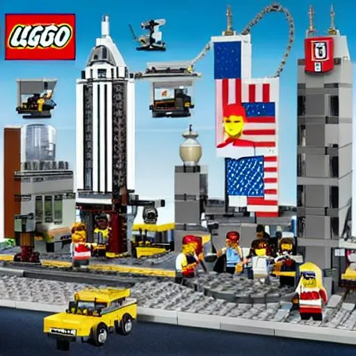 Prompt: 9/11 memorial lego set