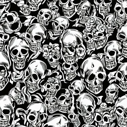 Prompt: Skulls pattern png