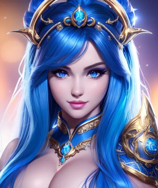 Prompt: ((best quality)) Splash art of a hyperdetailed Nereid blue skin hyperdetailed hair, master piece, hyperdetailed full body, hyperdetailed feminine attractive face and nose and big lips, (red shy blush with smile), (backlit), ((seductive love gaze)), ((big breast)) ((nipples)) ((perfect muscle)) ((hyperdetailed eyes)) ((perfect pussy)) ((extremely detailed pussy)) ((vagina))cinematic glamour lighting, backlight, action shot, intricately hyperdetailed, perfect face, perfect body, perfect anatomy, hyperrealistic, epic fantasy, sharp focus, glamour, volumetric studio lighting, triadic colors, occlusion, ultra-realistic, 3d lighting, beauty, sensual feminine romance, professional, perfect composition, unreal engine 8k octane, 3d lighting, UHD, HDR, 8K, render, HD, trending on artstation, full body front view, ((sexy))