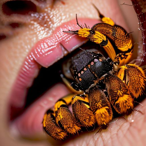 A large ugly spider crawling into a sleeping woman m... OpenArt