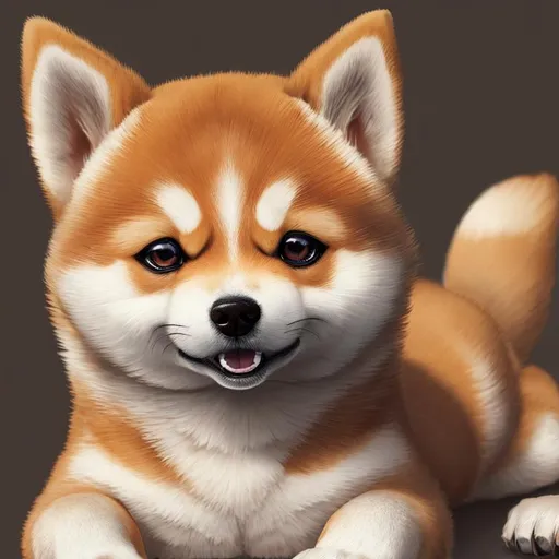 Prompt: Highly realistic of shiba dog,cute,pretty eyes,Adorable,happy,playing,masterpiece,epic,soft lighting,highly detailed,creamy mood,five star,Sharp focus