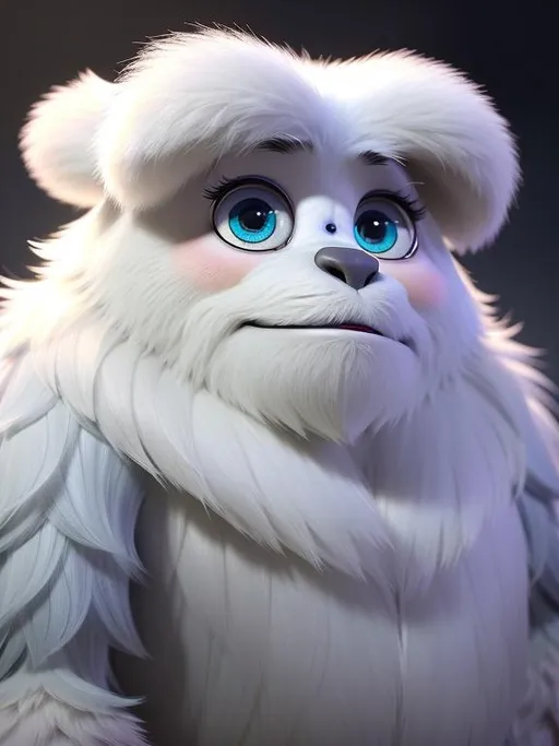 Prompt: Disney Pixar, exquisite new character, cute yeti highly detailed, fluffy, intricate details, beautiful big eyes, maximum cuteness, lovely, adorable, beautiful, flawless, masterpiece, soft dramatic moody lighting, radiant love aura, ultra high quality octane render, hypermaximalist, trending on artstation, Anna Dittmann, Tom Blackwell