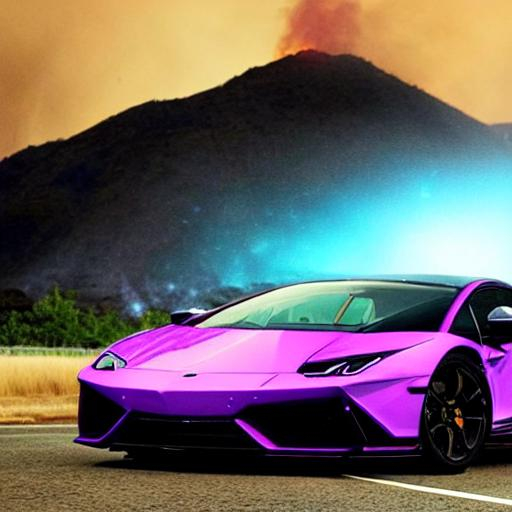 a purple Lamborghini,with a glow underneath,in the... | OpenArt