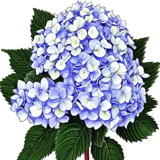 Prompt: 
Hydrangea drawing for coloring book 