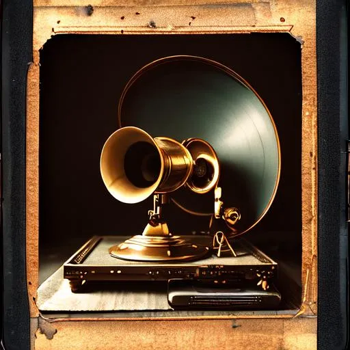 Prompt: gramaphone, HDR, UHD, 64K, Kodak portra , wetplate, natural lighting, volumetric lighting