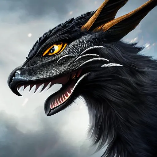 Prompt: Portrait of an anthro wyvern with striking black fur and iridescent black markings and a cute face, liminal space streets, perfect composition, hyperrealistic, super detailed, 8k, high quality, trending art, trending on artstation, sharp focus, studio photo, intricate details, highly detailed