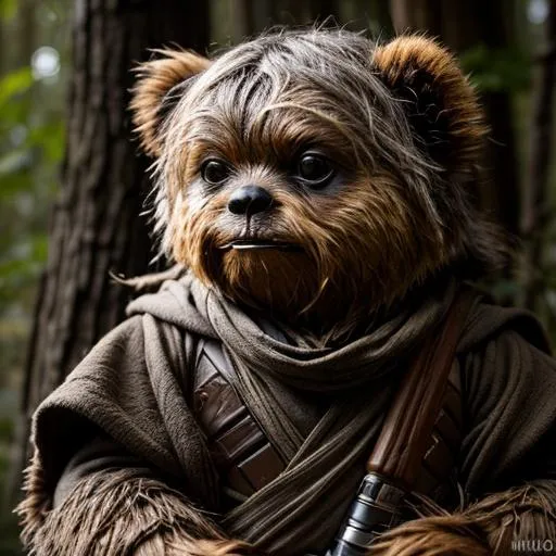 Prompt: Create a photograph of a star wars ewok jedi, extremely detailed environment, detailed background, intricate, detailed skin, natural colors , professionally color graded, photorealism, 8k, moody lighting
