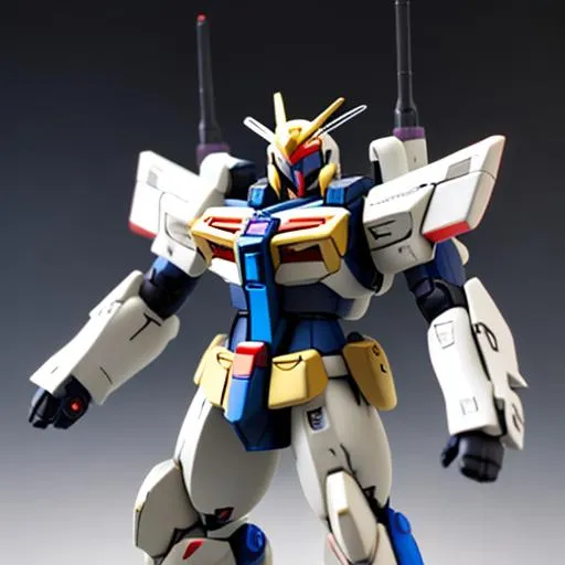 Prompt: Gundam, full metal jacket, full armor, wing jetpack, beam-rifle gun, standing pose, blank background, realistic vision 2.0