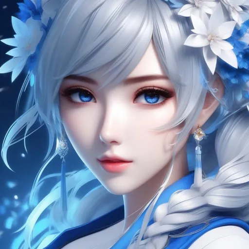Prompt: 3d anime woman and beautiful pretty art 4k full raw HD blue and white