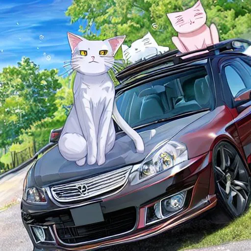 Prompt: A car that is a cat anime