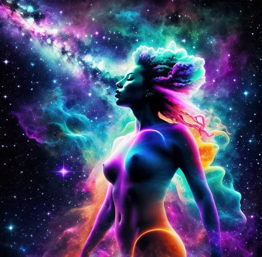 Prompt: Freeform cosmic {woman}nebula, beautiful dark chaos