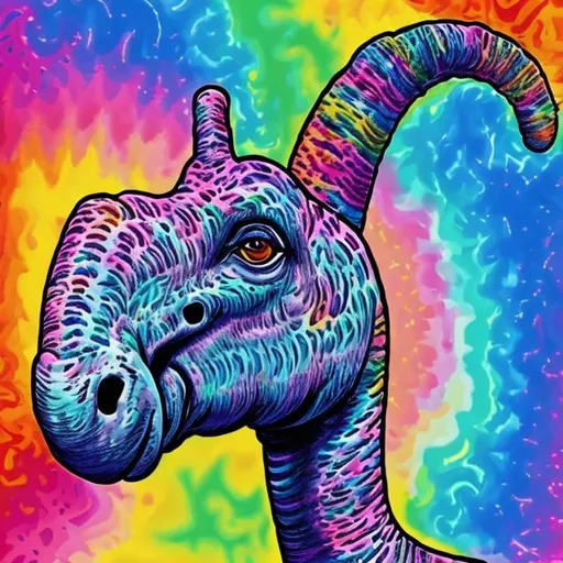 Prompt: Lisa Frank style brachiosaurus portrait 