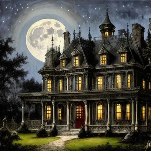 19th century style big haunted house, detailed, dark... | OpenArt