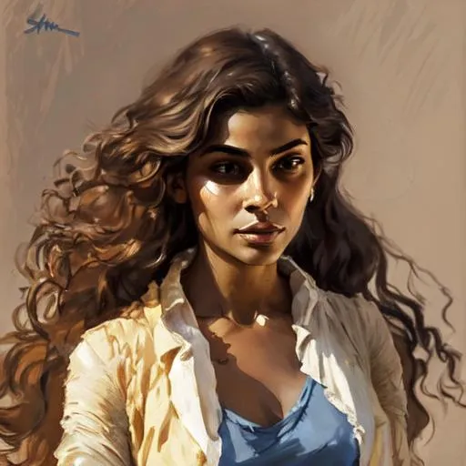 Prompt: thin brown skin Azerbaijan women with long large wavy hair and Aquiline hook bent nose from the 1910's