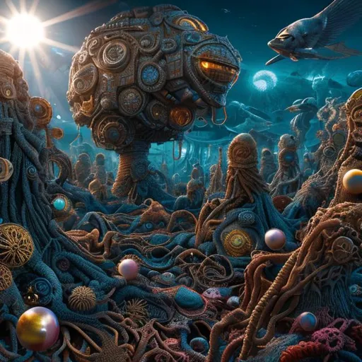 Prompt: seabed sunlight paranoia madness cavalcade surreal ultra detailed elaborate 8K
