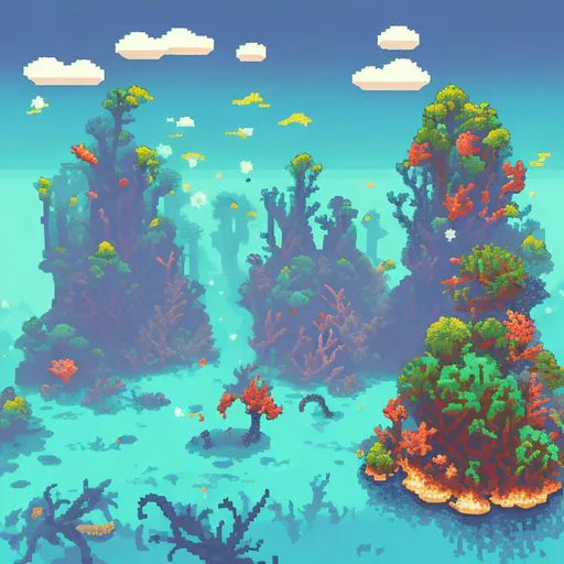 Prompt: coral reef magic pixel art minimal color