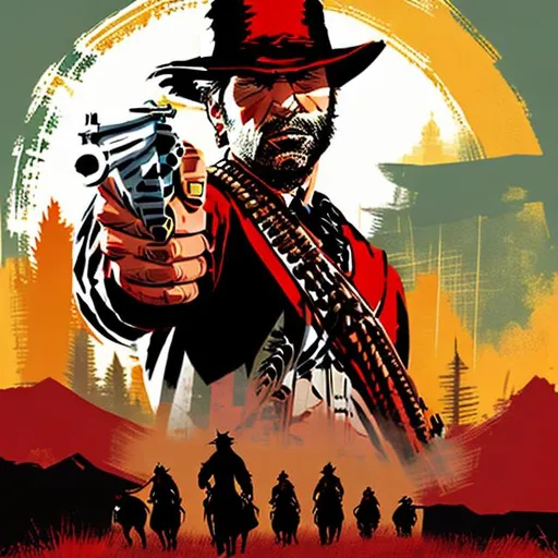 Prompt: red dead redemption cover art