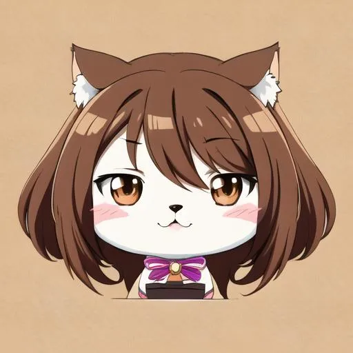 Prompt: anime portrait of a {character}, anime eyes, beautiful intricate brown hair, shimmer in the air, symmetrical, in unique anime style, concept art, digital painting, looking into camera, square image chocolate flavor ice cream cat chibi adorable furry sketch full body
