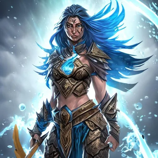 Prompt: Female warrior with water powers 