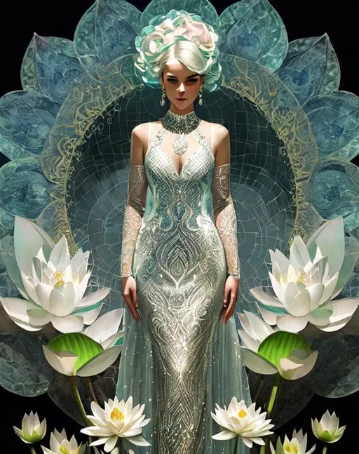 A beautiful fantasy female queen of the night, white