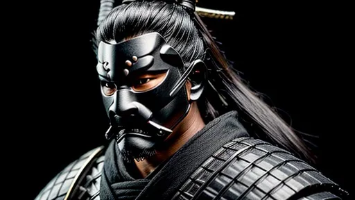 Prompt: Intricately detailed Samurai in Dark grey and Black Colors, Wearing a Oni Mask on half his face, Ronin, Photorealistic, Film Quality, Filmic, Hyperrealistic, Hyperdetailed, Japanese Aesthetic, Beautiful Sword Detail, Striking eyes, Inspired by a young Hiroyuki Sanada, dynamic lighting, Striking, Action pose, Movie Quality