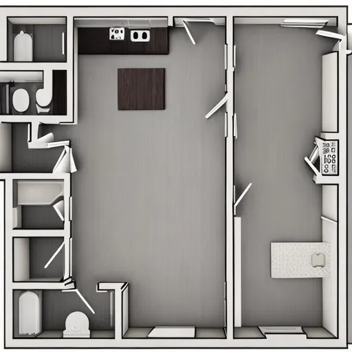 Prompt: apartment layout, empty, scale, paper