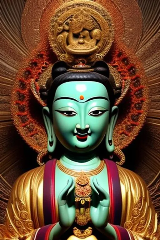 Prompt:  reveals the innermost peace. Mind as big as eyes looking in. He is bodhisattva elegant and brazen