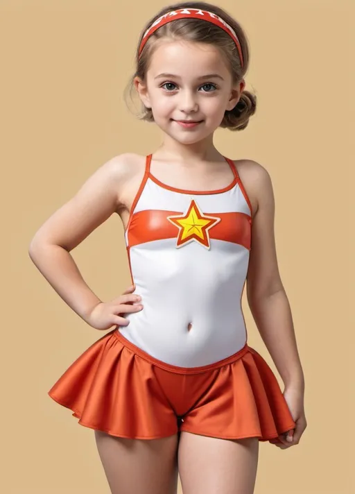 Prompt:  Soviet style, cartoon style, 2d, magnetic dress up for children, girl in underwear, swimsuit, swimming trunks, hairstyle without decorations