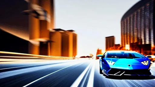 Panning of high speed blue Lamborghini, blue fire li... | OpenArt