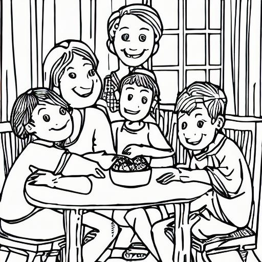 family dinner clipart black and white