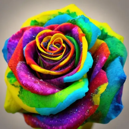 Prompt: lovecraftian style brightly coloured rose flower