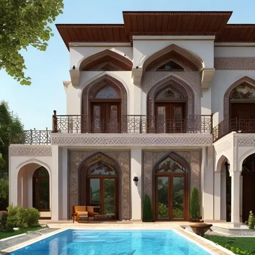 Prompt: A villa with Iranian architecture