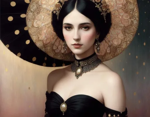 Prompt:  Full Length Portrait Of A beautiful exquisite Woman In Spots art by Tom Bagshaw, Picasso, Kusama, Mucha