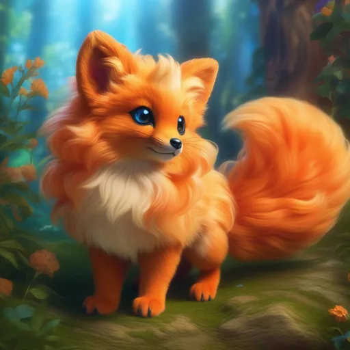 Prompt: (Vulpix), realistic, photograph, fantasy, epic oil painting, (hyper real), furry, (hyper detailed), extremely beautiful, (on back), sprawled, paws in the air, playful, UHD, studio lighting, best quality, professional, ray tracing, 8k eyes, 8k, highly detailed, highly detailed fur, hyper realistic thick fur, canine quadruped, (high quality fur), fluffy, fuzzy, full body shot, zoomed out view of character, hyper detailed eyes, perfect composition, ray tracing, masterpiece, trending, instagram, artstation, deviantart, best art, best photograph, unreal engine, high octane, cute, adorable smile, lying on back, flipped on back, lazy, peaceful, (highly detailed background), vivid, vibrant, intricate facial detail, incredibly sharp detailed eyes, incredibly realistic scarlet fur, concept art, anne stokes, yuino chiri, character reveal, extremely detailed fur, sapphire sky, complementary colors, golden ratio, rich shading, vivid colors, high saturation colors, nintendo, pokemon, silver light beams