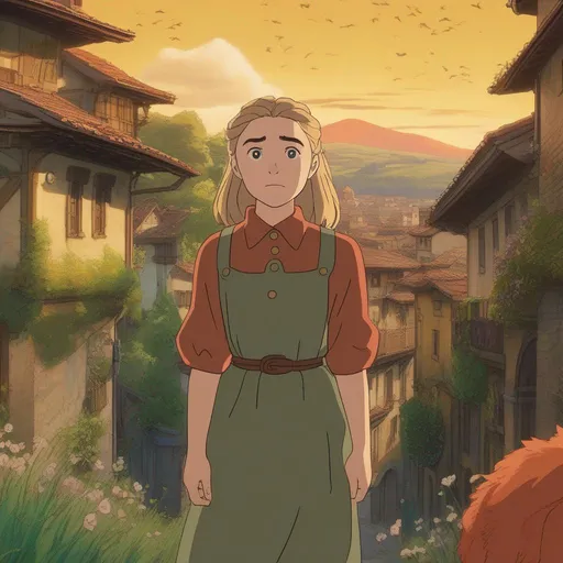 Prompt: ghibli movie starring florence pugh, consistent lighting and mood throughout